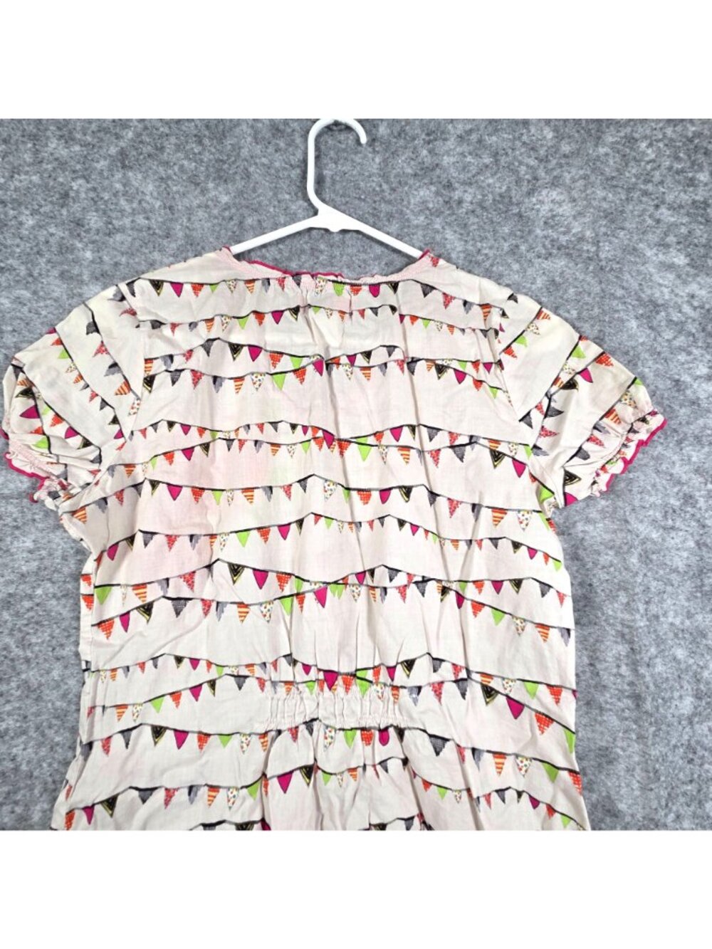 Koi Kathy Peterson 100% Cotton Pink Green Floral Flag Nurse Medical Scrub Top XS - Picture 7 of 9